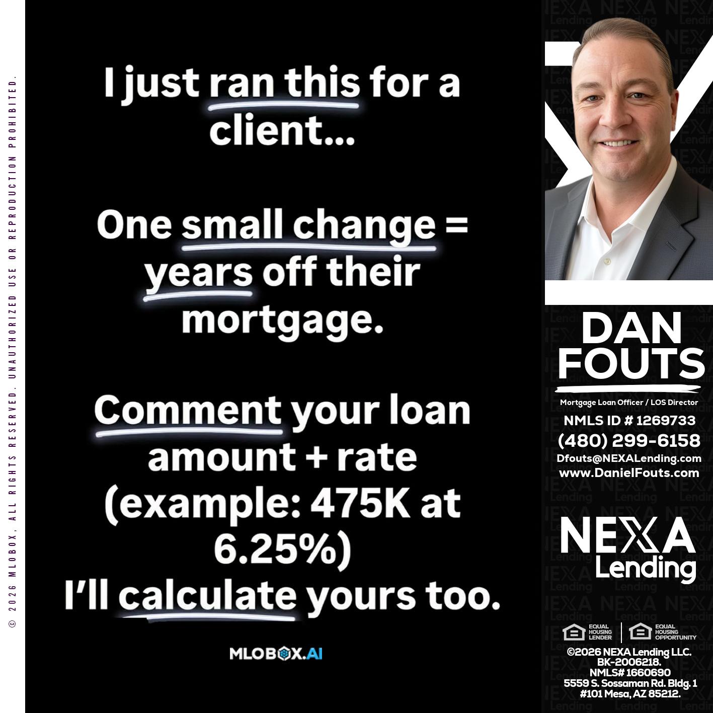 I JUST RAN - Dan Fouts -Mortgage Loan Officer