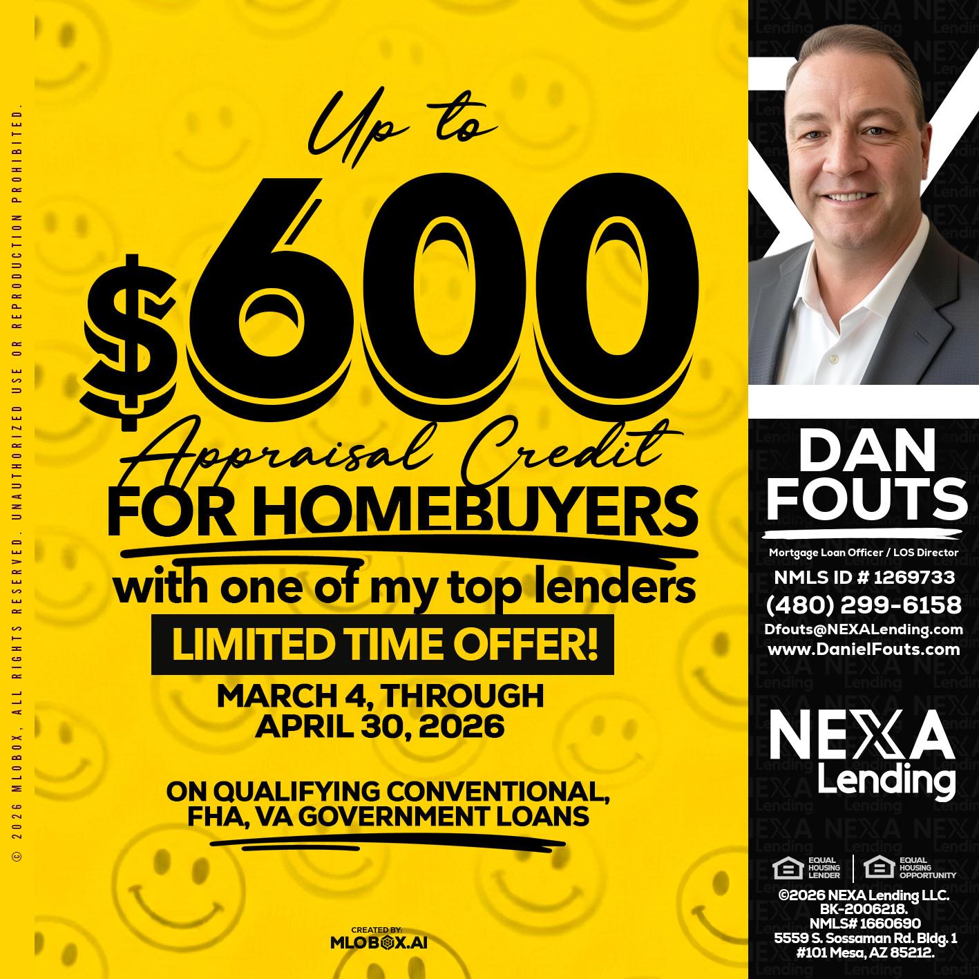 UP TO 600 - Dan Fouts -Mortgage Loan Officer