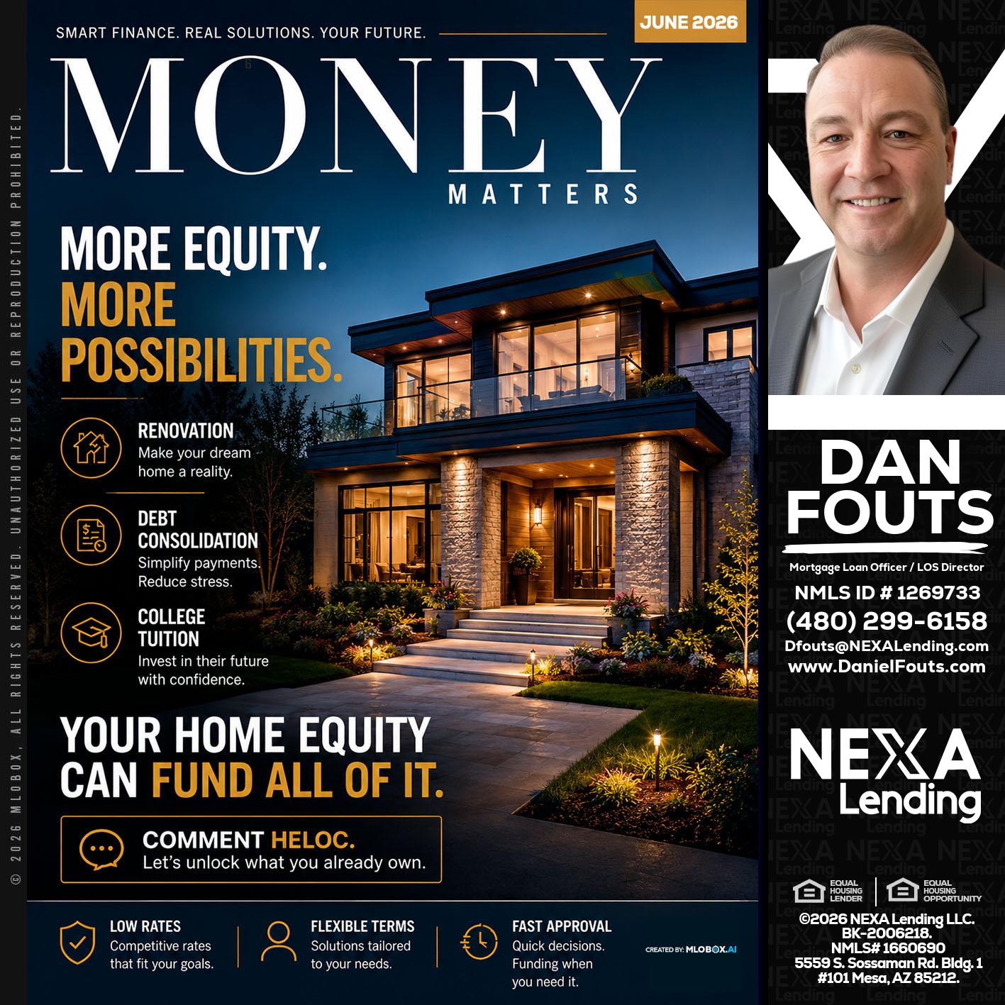 MONEY MATTERS - Dan Fouts -Mortgage Loan Officer